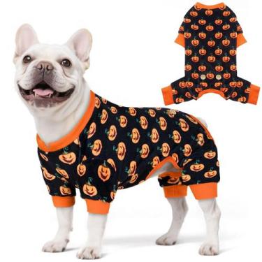Imagem de Pijama para cães KYEESE Halloween Pumpkin Velvet para cães pequenos