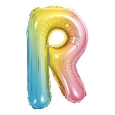 Imagem de Balão de Letra Gigante Metalizada Multicolor  - 75 cm - PartiuFesta, R
