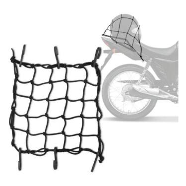 Imagem de Rede Elastica Aranha P/ Moto Capacete 35cm X 35cm Bagageiro Baú - temd