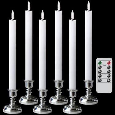 Imagem de Velas Cónicas Sin Llama Wondise con Parpadeo, Temporizador y Control R