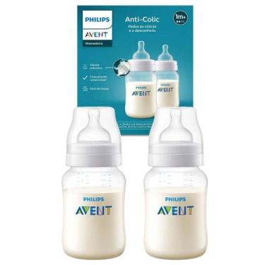 Imagem de Kit Duplo Mamadeira Anti-Colic Transparente 260ml SCY103/02 Philips Av