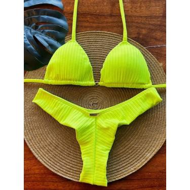 Imagem de Biquini Cortininha Triangulo Modelador Canelado Com Bojo Aro Inteiro C