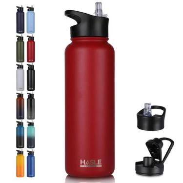Imagem de Garrafa de água HASLE OUTFITTERS em aço inoxidável 1,2 L com 2 tampas