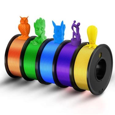 Imagem de Filamento de impressora 3D Haosegd PLA 1,75 mm Pacote de 5 cores 250g