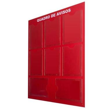 Imagem de Quadro Aviso Gestão à Vista 8 Displays A4 em ACM Vermelho Mural Inform