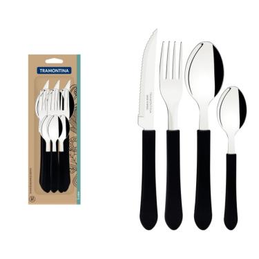 Imagem de Faqueiro Inox 12 Peças Leme Preto Tramontina