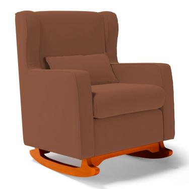 Imagem de Poltrona de Amamentação e Descanso Zoe com Base Balanço Veludo Terracota - Desk Design