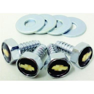 Imagem de Parafusos De Placa Logomarca Emblema Chevrolet GM Dourado