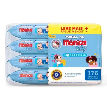 Imagem de Toalha Umedecida Turma da Mônica Baby Hora da Troca 176 Unidades Leve Mais Pague Menos