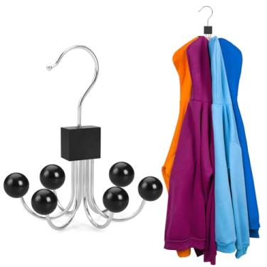 Imagem de TOPIA HANGER Cabides de moletom com 6 bolas de madeira, cabide de bolsa, gancho de cachecol, ganchos de armário de madeira, organizador de bolsa, cabide de sutiã, organizadores de acessórios para