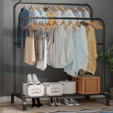 Imagem de Arara de Roupa Cabideiro Duplo com Sapateira Closet(Preto)