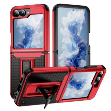 Imagem de Capa rígida de plástico para Galaxy Z Flip6, capa protetora à prova de choque (para Galaxy Z Flip6/preto e vermelho)