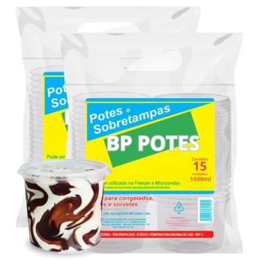Imagem de Pote Descartavél 1500ml BP Potes Redondo com Tampa Bolos Sorvetes Açai (30 Unidades)