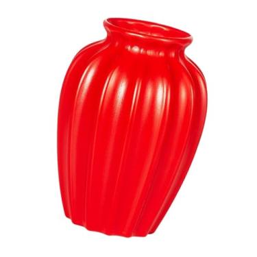 Imagem de XLWLLNJ Vaso de Flores para Vaso de Flores Decorativo Moderno, Criativo, Elegante, Armazenamento de água, Material PP Durável, Adequado para Sala de Estar, Qu, Vermelho, Tamanho real