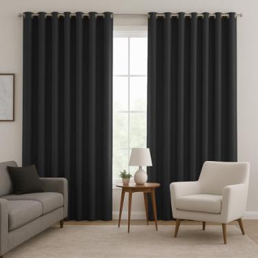 Imagem de Cortina De Tecido Blackout Janela Grande 4,00 x 2,80 Para Sala Quarto Escritório (PRETO)