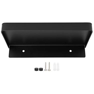 Imagem de Suporte de telefone de aço inoxidável montado na parede grosso prateleira de armazenamento de telefone acessório de banheiro 185 x 90 mm para banheiro, cozinha, trailer, dormitório (preto)