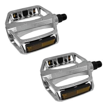 Imagem de Pedal Bicicleta Plataforma Alumínio Rosca Grossa 9/16 Prata