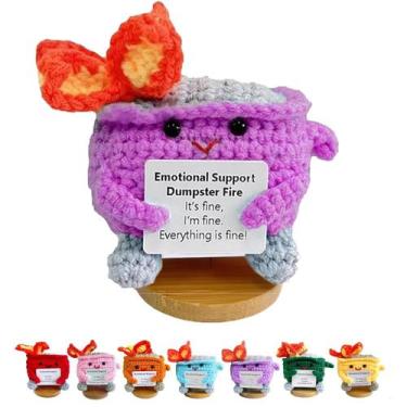 Imagem de Lixeira de apoio emocional feita à mão, presente de brinquedo de croch