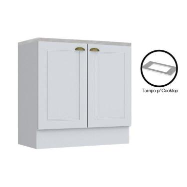 Imagem de Módulo Cozinha Henn Americana Balcão 2 Portas C/ Tampo P/ Cooktop Branco