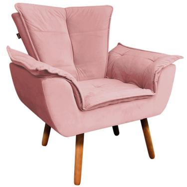 Imagem de Poltrona Decorativa Pés Palito Charger Veludo Rosê G19 - Gran Belo
