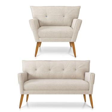 Imagem de Kit Namoradeira E Poltrona Anitta Linho D'rossi A27 Areia