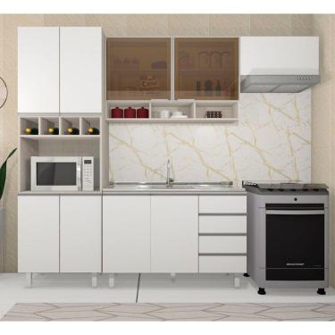 Imagem de Cozinha Modulada 4 Pçs Legno Crema Com Branco Lis