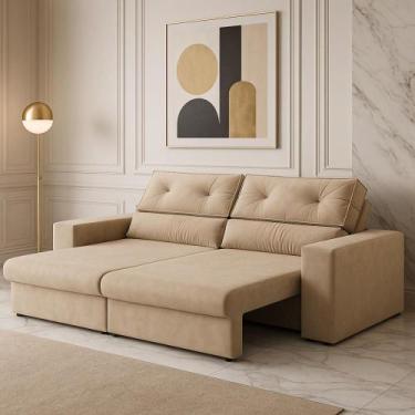 Imagem de Sofá Hera Retrátil e Reclinável 3 Lugares Suede 200cm - CIALAR MÓVEIS,