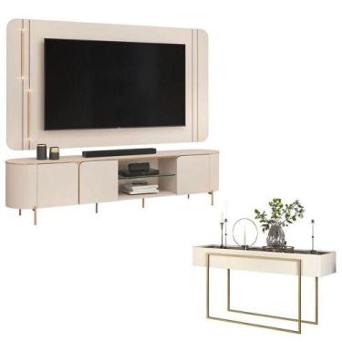 Imagem de Rack Bancada Com Painel Ariana E Aparador Para Sala Pilar Off White - 