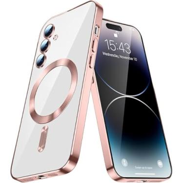 Imagem de Doowear Capa magnética para Galaxy A54 5G [compatível com Magsafe] Protetor de lente de câmera sem fio luxuoso, revestimento transparente, amortecedor, antiarranhões, à prova de choque, capa para
