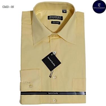 Imagem de Camisa Masculina Social Amarela Manga Longa Diament - Estilo e Confort