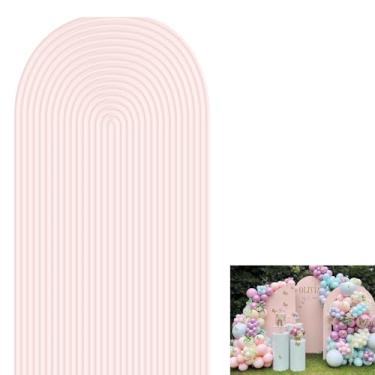 Imagem de Capas de arco de festa impressas em 2D, capa elástica para decoração de festa, moldura redonda, elastano (rosa claro 459, 2,2 x 1,2 m)