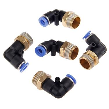 Imagem de 5pcs M5"1/8'1/4' '3/4' '3/8' '1/2' Encaixes pneumáticos de conexão pneumática cotovelo Empurre rápido no encaixe do tubo do conector para o tubo de mangueira 4/6/ 8/10/ 12mm YYDFPIIA