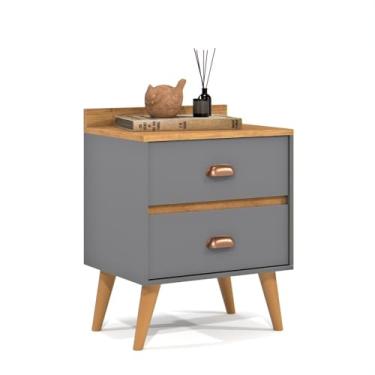 Imagem de Mesa de cabeceira com gavetas Cor 56 × 45 × 35 cm Uso doméstico Mesa de cabeceira para quarto(MADERO - CINZA/FREIJÓ)