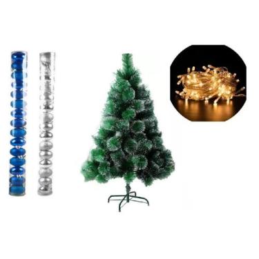Imagem de Arvore De Natal Pinheiro Nevada 1,2 Metros 90 Galhos Enfeite - lojas v