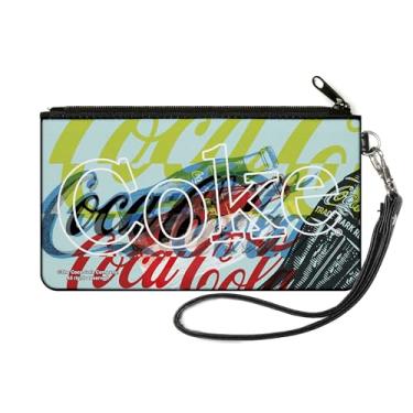 Imagem de Carteira Coca-Cola, bolsa com zíper, logotipos de coca-cola e garrafa pop art branca multicolorida, tela, Multicor, Small, Casual