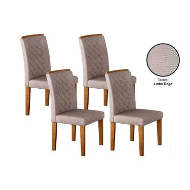 Imagem de Cadeira Sala de Jantar Jade Kit 4 Un Imbuia/Bege Turim - Rufato