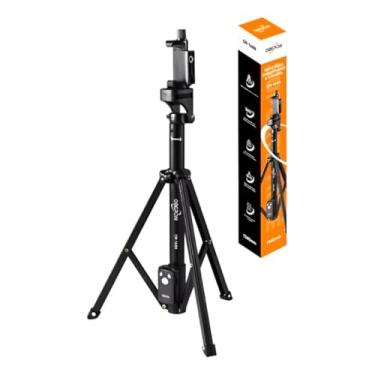 Imagem de Oberon Tripé Fotográfico Profissional OR-1688, 1.34m de Altura, com Controle Remoto Bluetooth, Suporte Universal para Smartphone e Câmera, Rotação 360°, Preto