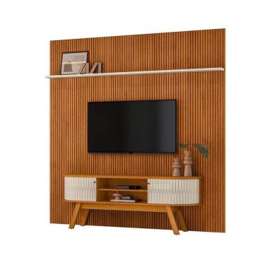 Imagem de Composição New Laguna Bancada E Painel Para Tv 75 Polegadas Com Portas - Madetec Cinamomo Off White
