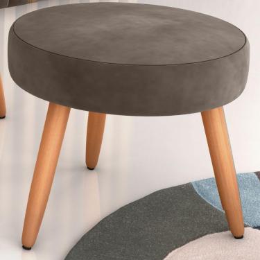 Imagem de Puff Redondo Para Sala Suiça Veludo Marrom