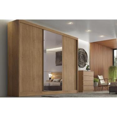 Imagem de Guarda Roupa 3 Portas De Correr (1 C- Espelho) E 8 Gavetas Natus-duna Cumaru