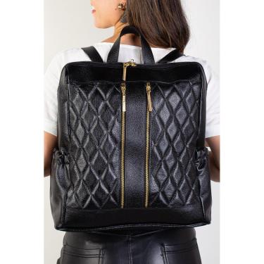Imagem de Mochila de couro liso matelassê Romana-Feminino