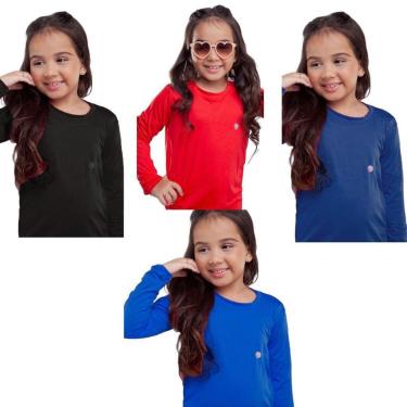 Imagem de Kit 4 Blusa Infantil Térmica Uv50+ Proteção Solar Menino Segunda Pele Praia-Feminino