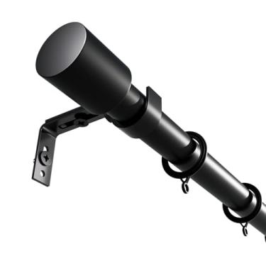 Imagem de Varões de cortina de 81 a 468 cm para janelas, varão de cortina preto ajustável de 2,5 cm para ambientes externos, ambientes internos, modernos e resistentes, 4,3 m