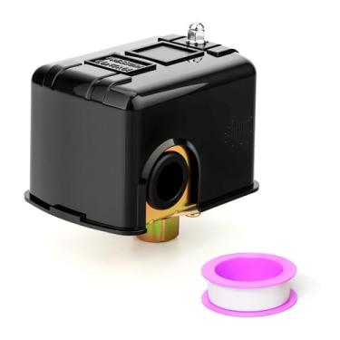 Imagem de MEANLIN MEASURE Controle de pressão de poço de água MPS3050 e interruptor de pressão do compressor de ar de porta, ajuste de pressão de 30-50 PSI, NPT fêmea de 0,65 cm, diferencial ajustável, válvula