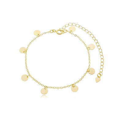 Imagem de Tornozeleira Delicada Chapinhas Redondas ? Banhada A Ouro 18k | Antialérgica