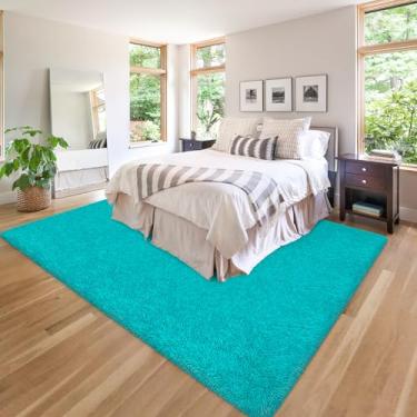 Imagem de ZJYeRug Tapete felpudo fofo de 1,5 x 2,4 m para quarto de menina, ultramacio, grosso, azul para sala de estar, tapetes felpudos, felpudos, para adolescentes, berçário, decoração de casa, estética