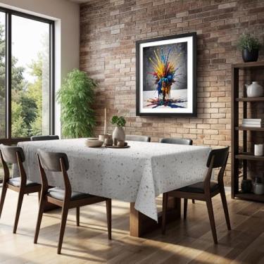 Imagem de Toalha de Mesa Plástica Térmica Impermeável para 4 6 e 8 Lugares Toalha Retangular Antiderramamento para Cozinha e Sala (QUASAR,4 Lugares)