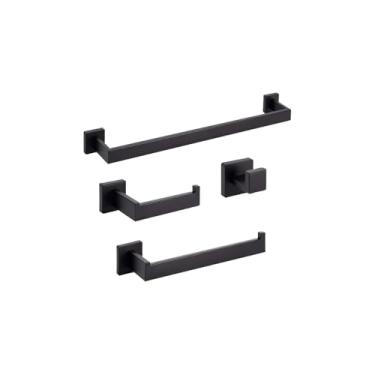 Imagem de Suporte de Banheiro Premium em Aço Inox, Preto/Cinza, 16.5 x 6 cm, com Buchas e Parafusos