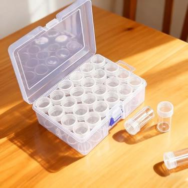 Imagem de 24 garrafas de joias de plástico com tampas, organizador de armazenamento para brincos, colar, miçangas, artesanato faça você mesmo, ferramentas de pesca, berloque de unhas e acessórios pequenos