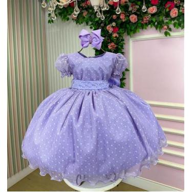 Imagem de Vestido Infantil Festa Lilás com Bolinhas para Bebê - Fabuloso Ateliê,